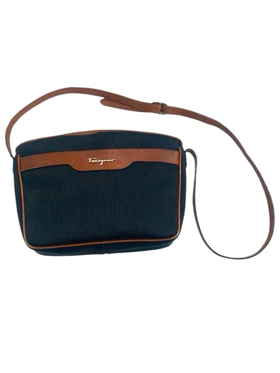 Salvatore Ferragamo Handbags - Salvatore Ferragamo Vintage Black Brown Leather Crossbody Handbag